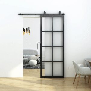 Metal Frame 8 Lite Glass Barn Doors